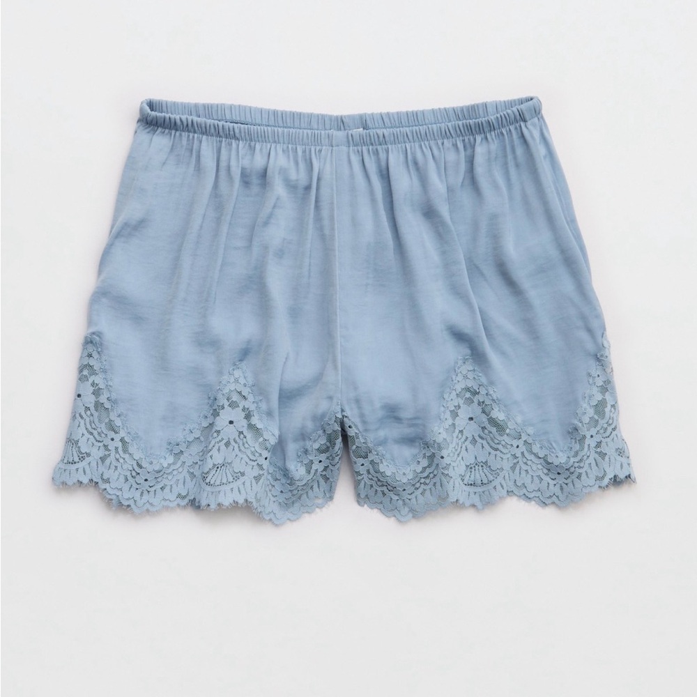 Aerie × Emily + Meritt Satin Lace Sleep Shorts